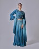 Blue Ombre Bell Sleeve Crop Top and Skirt Set